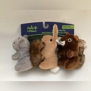 Pally Paws Woodland Dog Toys Set Of Three Mini Rabbit Squirrel Squeaky Dog Toy